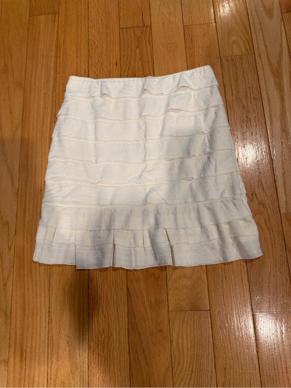 Max Studio Ivory Tiered Mini Skirt with Ruffle Hem